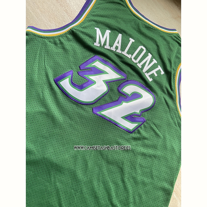Karl Malone NO 32 Camiseta Utah Jazz Mitchell & Ness 1996-97 Verde